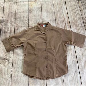 Vintage Brown Button Up Shirt 1960s 60s Rockabilly